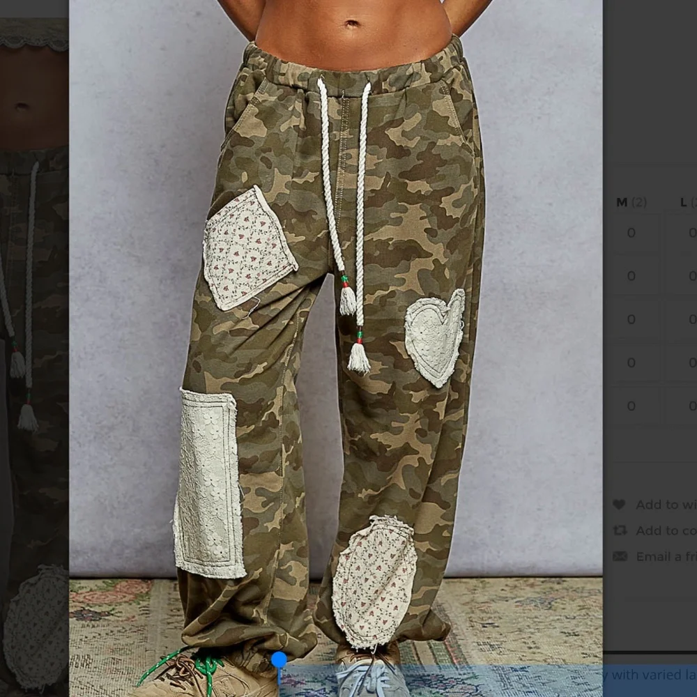 POL “ Toni ” POL French Terry Cargo Jogger Pants with Patchwork Detail 95A